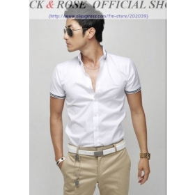 Mens casual slim fit dress shirts suppliers/manufacturer / Men's rib sleeve opening dress T Shirt free shipping 