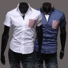 plaid applique pocket fresh short-sleeve shirt school shirts