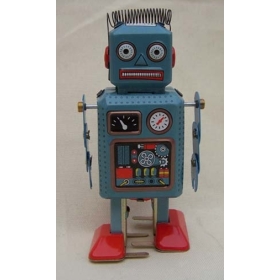 free shopping Wholesale -5pcs/lot Winding walking tin toys MS294 hair robot 10cm