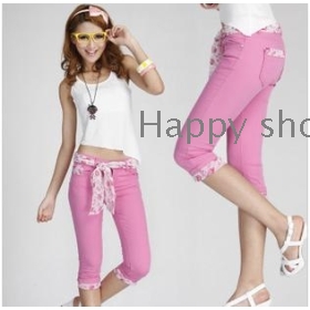 Han edition candy color pants in the feet haroun new lady elastic 7 minutes of pants broken beautiful leisure  