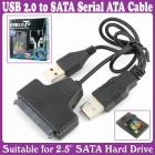 USB 2.0 to SATA Serial ATA Cable for 2.5 HDD w/Box Case_Free Shipping
