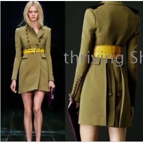 free shipping The new winter coat Europe and cultivate one's morality show thin double-breasted coat from send beltle