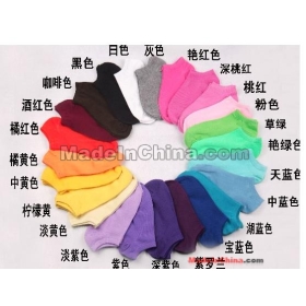 A quality free shipping new women's Pure cotton fructose color invisible ship socks 100PCS