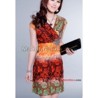 free shipping Korean Fashionable women's short-sleeved dress skirt size M L XL 