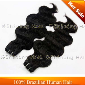 Wholesale 100% Brazilian Unprocessed Virgin Human Hair Extension 16inch-20inch Hair Weft Body Wave Natural Black Top Quality Can Dye Into Any Other Color