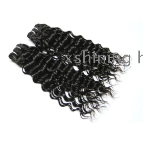 Wholesale  16-22inch 100% Indian Remy Human Hair Extension  Off Black #1b Hair Weaving Weft Deep Wave 100g/pc NO Tangle and Shedding  Good Quaintly and Cheap Free Shipping 