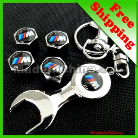 Car tyre valve cap cover 4pcs + wrench key chain for -M #1112