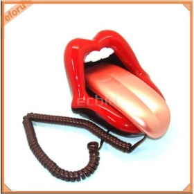 Sexy Lips Mouth Tongue Stretching Corded Desk Home Retro Phone Telephone Novelty