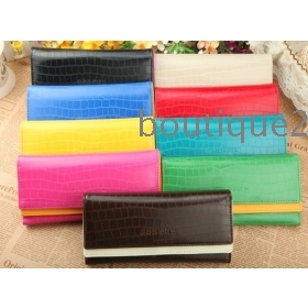 2012 Korea new Fashion woman's candy-colored crocodile pattern purse long purse wallet 