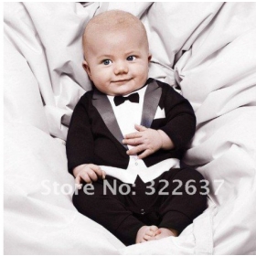 Retail 100% cotton  Boy's Gentleman modelling romper Terry gentleman long sleeve climb clothes kids outwear/clothes,