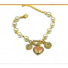 Free shipping Jewelry wholesale Diamond heart flower pendant D letter pearl bracelet