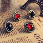 Free Shipping  Fashion Retro jewelry oval carved hollow gemstone earrings earrings wholesale [B096]