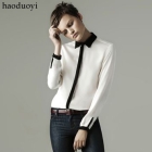 Free Shipping fashion cool black and white colorant match quality women's long-sleeve shirt 4 Color Size: XS - XL 