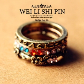  Fashion HOTSELL Jewelry wholesale Retro palace carved three - piece set ring peaceful anti-war set diamond [A190]