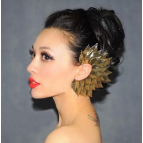 Free shipping Mixed Jewelry wholesale golden leaves set ear hair accessories / earrings