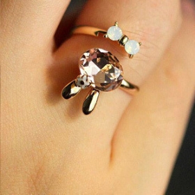   Fashion HOTSELL Jewelry wholesale Crystal rabbit bow openings Ring Ring  [5]