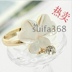 Free shipping Korean jewelry  crystal butterfly bright ring sweet shell flash diamond pendant ring50pcs/lot