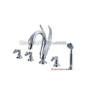 Free shipping  swan bathtub faucet 5pcs hole widespread  swan bathand shower faucet