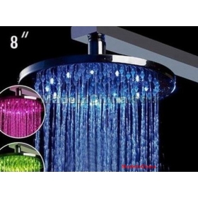 EMS DHL FREE SHIPPING 8inch Brass  LED SHOWER  with Color Changing LED Light (Round)