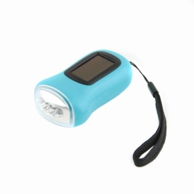 Consumer Electronics Hand Crank Dynamo Solar Power LED Flashlight  Light Blue 