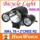 High quality 8.4V CREE XM-L  + CREE R2 1800LM Bicycle Bike Light Lamp LED HeadLight HeadLamp, Free Shipping