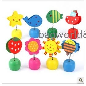 South Korea stationery wooden coloured drawing or pattern with pencil sharpener card clip and W1037  