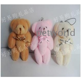 Plush toys teddy bear doll tie bear cartoon bouquet material figures joint bear the mobile phone's accessories 