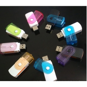    Free shipping Rotating multi-card reader Four in a multi-function card reader rotation reader wholesale