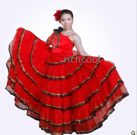 Red Spanish Big Dress Opening Clothing Dance – Wholesale Red Spanish 