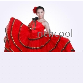 Red Spanish big dress opening clothing/dance performance clothing/big pendulum skirt stage costume clothing 
