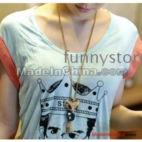 Free shipping Retro cute little fox crystal sweater chain