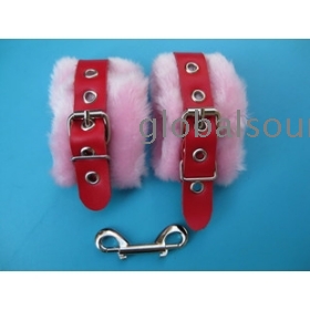 Wholesale pink leather handcuffs, sex toys, SM adult toys handcuff s , sex bandage Free ship and drop shi p