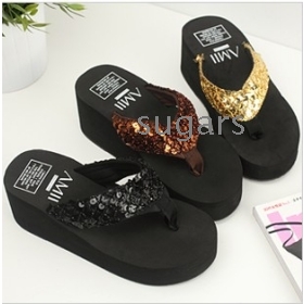 The summer 2012 female money bead piece with thick bottom slope large size flip flops beach slippers 31032 
