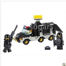 Small ruban B1900 riot cop command vehicle puzzle assembly and dismantling blocks toy qixi 