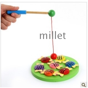 Magnetic wooden fishing beetle fishing butterfly fish fish fish fishing game