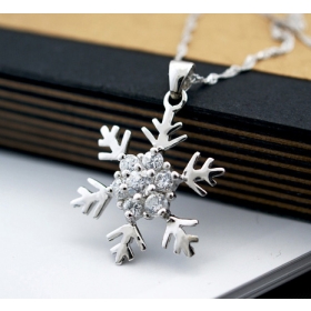 Cheap Christmas Gift Snowflake Noble  Necklace Hot Sale, Discount Handmade Sterling Silver Pendant with Chain, after Christmas Day Silver Jewelry Necklace Clearance Sale