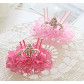 A100 Girl Tiaras Children  lace pink fairy rose flower Headwear hairpins  Girl Hair accessory ribbon free shipping