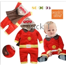 Free shipping 3pcs  clothing  rompers Bread superman modelling L thick clothes Long-sleeved Romper size;80-90-95