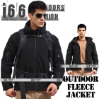 Free shipping Men Outdoor Polyester Fleece windproof thick warm jacket Hoodie Windbreaker for sport wear(OG-12024-4)-Black 