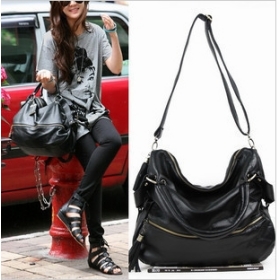 free shipping Wholesale W3 Women's PU leather Large Capacity Rivet tassel Shoulder Handbag Cross Body Totes Bag