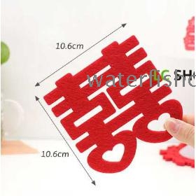 Wedding supplies red heat insulation mat coaster insulating mat anti-skid red hi word bowl pad tableware pad wedding mats&pads 10.6cm 50pcs/