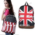 2014 New Style Fashion Unisex Canvas Punk Shoulder Bag School Campus Bag Backpack UK US Flag Free Shipping 5691