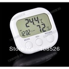 6Pcs/Lot LCD Indoor Digital Thermometer Hygrometer Clock KS-005 White 0440