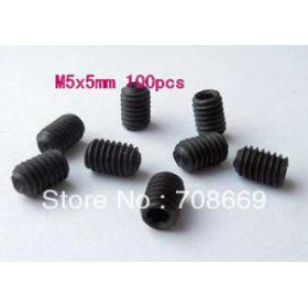 100 M5x5mm Head Hex Socket Set Grub Screws Metric Threaded flat-head