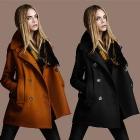 Free Shipping 2013 New Fashion Women Autumn Winter Long Sleeve Turn-down Collar Double Breasted Loose Coat, Casual Jacket 8690
