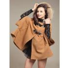 Free Shipping 2013 Hot Sale Women's Winter Short Sleeve Fur Collar Cashmere And Cotton Coat, Women's Fashion Wool Blends 9429