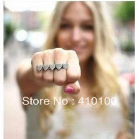 J088 Min.order $15 (mix order) New Adjustable Five Heart Alloy Double Finger Ring please reach $15.00,IF NOT,don't buy