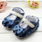 S398 HOT Very Cute soft Denim bow shoes blue color soft sole for Girls shoe 3 size to choose free shipping