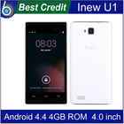 In stock Inew U1 Cell Phones MTK6572 Dual Core Android 4.4 Smartphone4.0