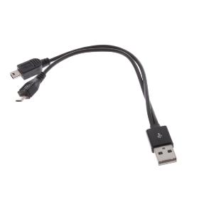 Recent High Quality USB Male to Mini USB + Micro USB Male Adapter Dual Plug Data Cable